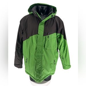 NORDICS MENS SKI SNOW COAT Vintage Green Gray Pockets Hood XL